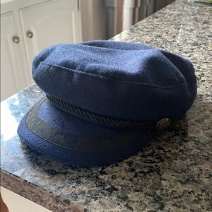 Navy Blue Fiddler Cap with Black Trim